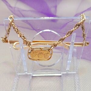 Gold-filled Krementz Tie Clasp 1866 USA with Twisted Chain